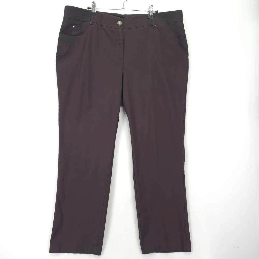 89th + Madison Women 20 Brown Stretch‎ Straight Leg Dress Pants Casual Office